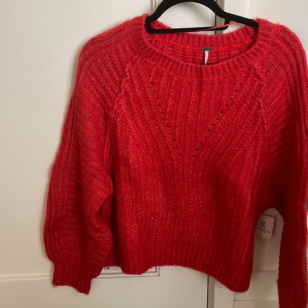 Free people red sweater XS